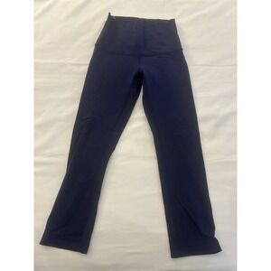 Lululemon Wunder Under Crop 22" Blue Midnight High‎ Rise Leggings Size 4